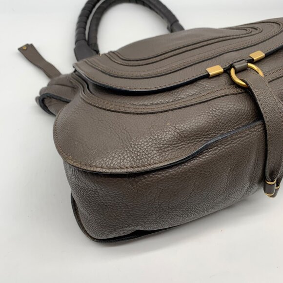 Chloé Gray Calf Leather Marcie Small Double Carry Satchel Bag - Picture 6 of 12